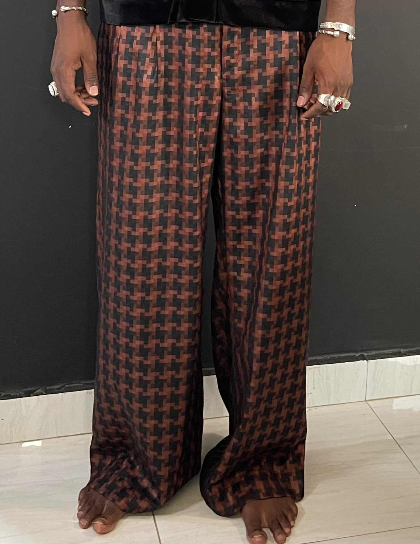 Grand Baba Satin Jacquard Pants