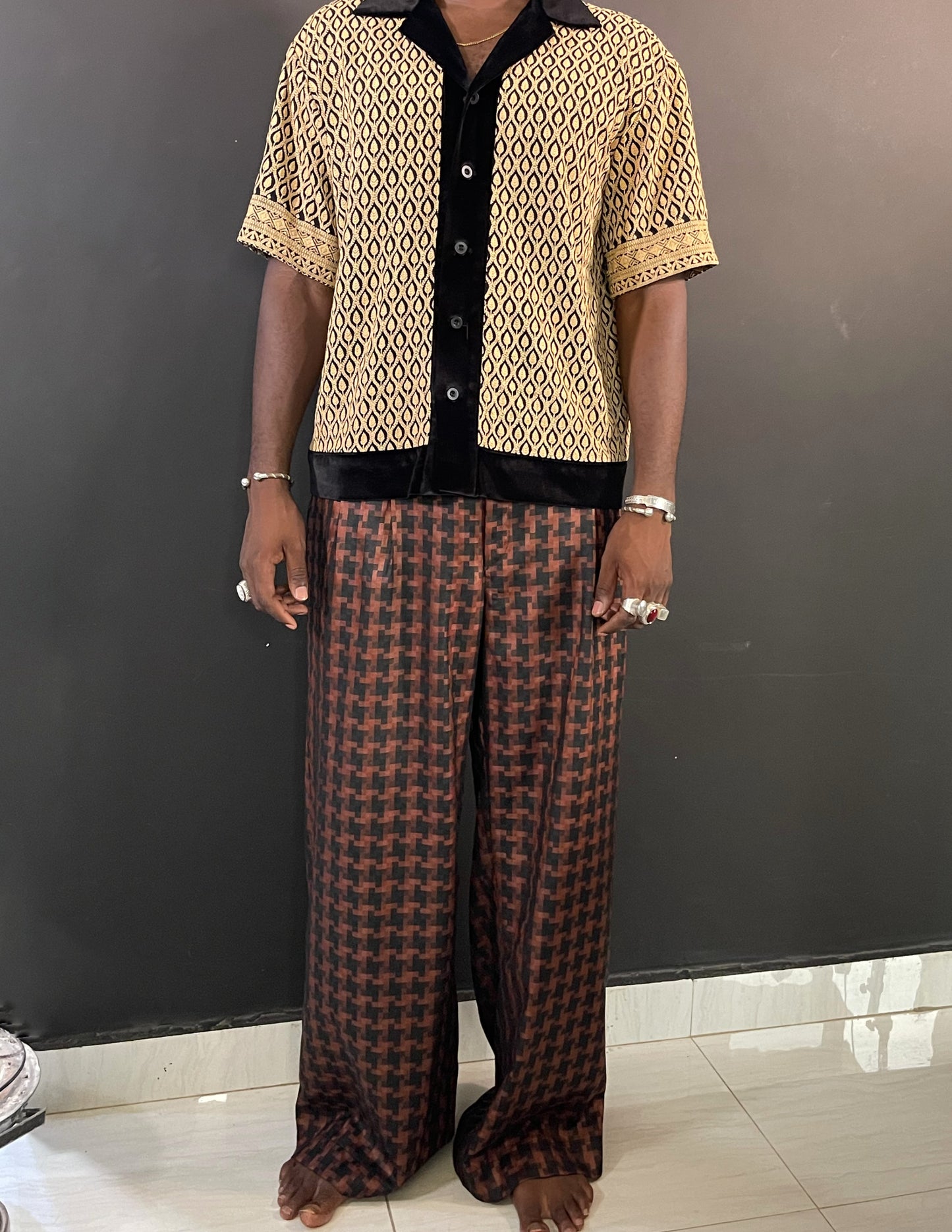 Grand Baba Satin Jacquard Pants