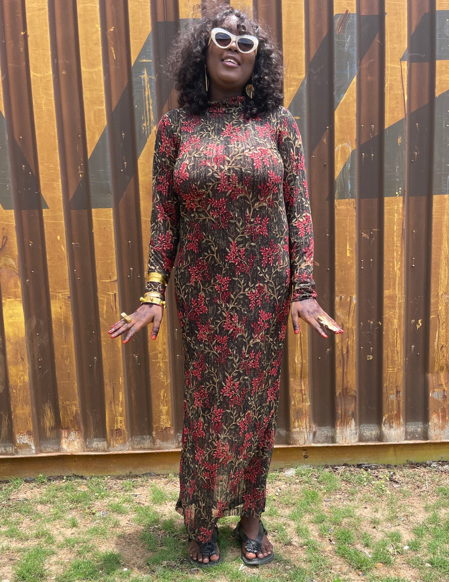 Constance Stretch Maxi Dress- Berry Motif