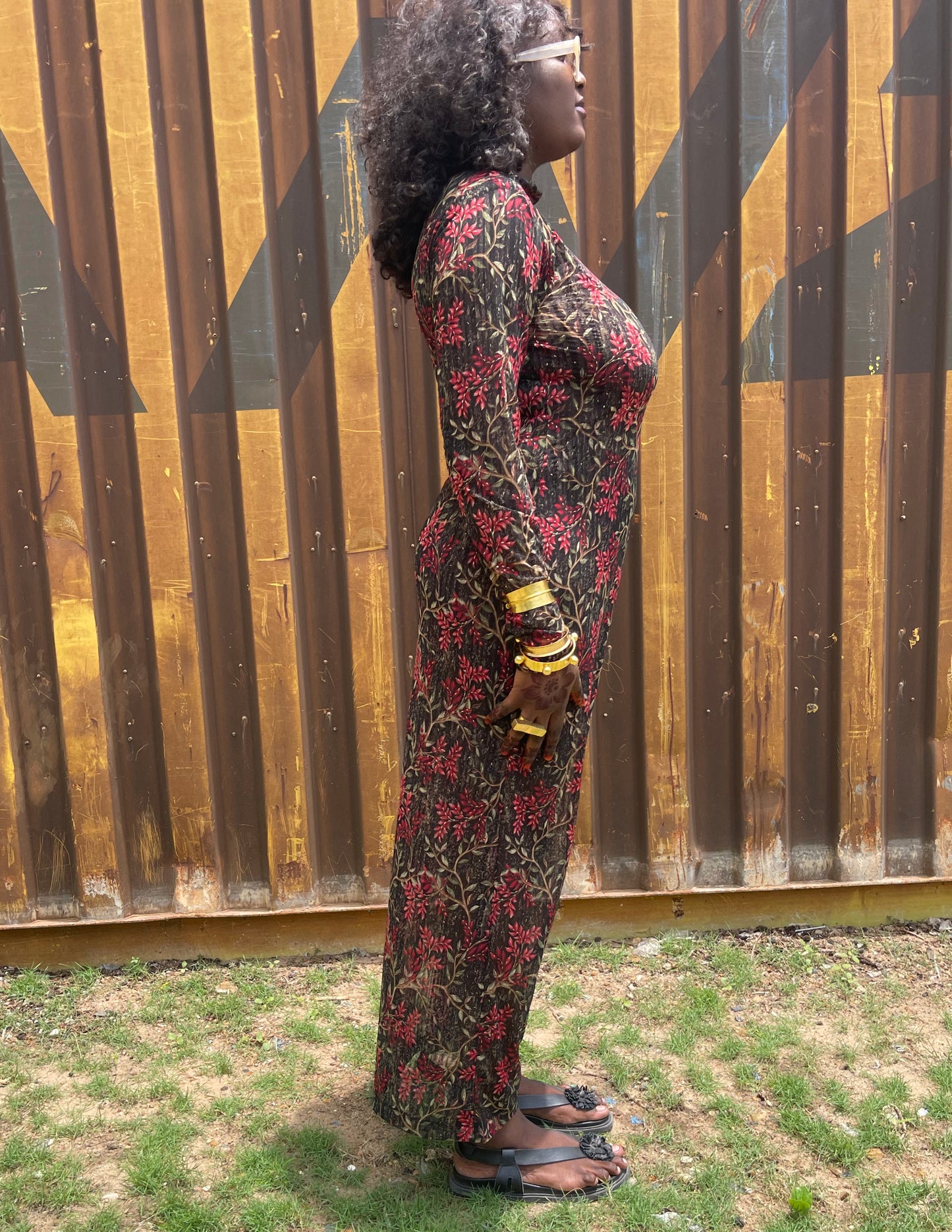 Constance Stretch Maxi Dress- Berry Motif