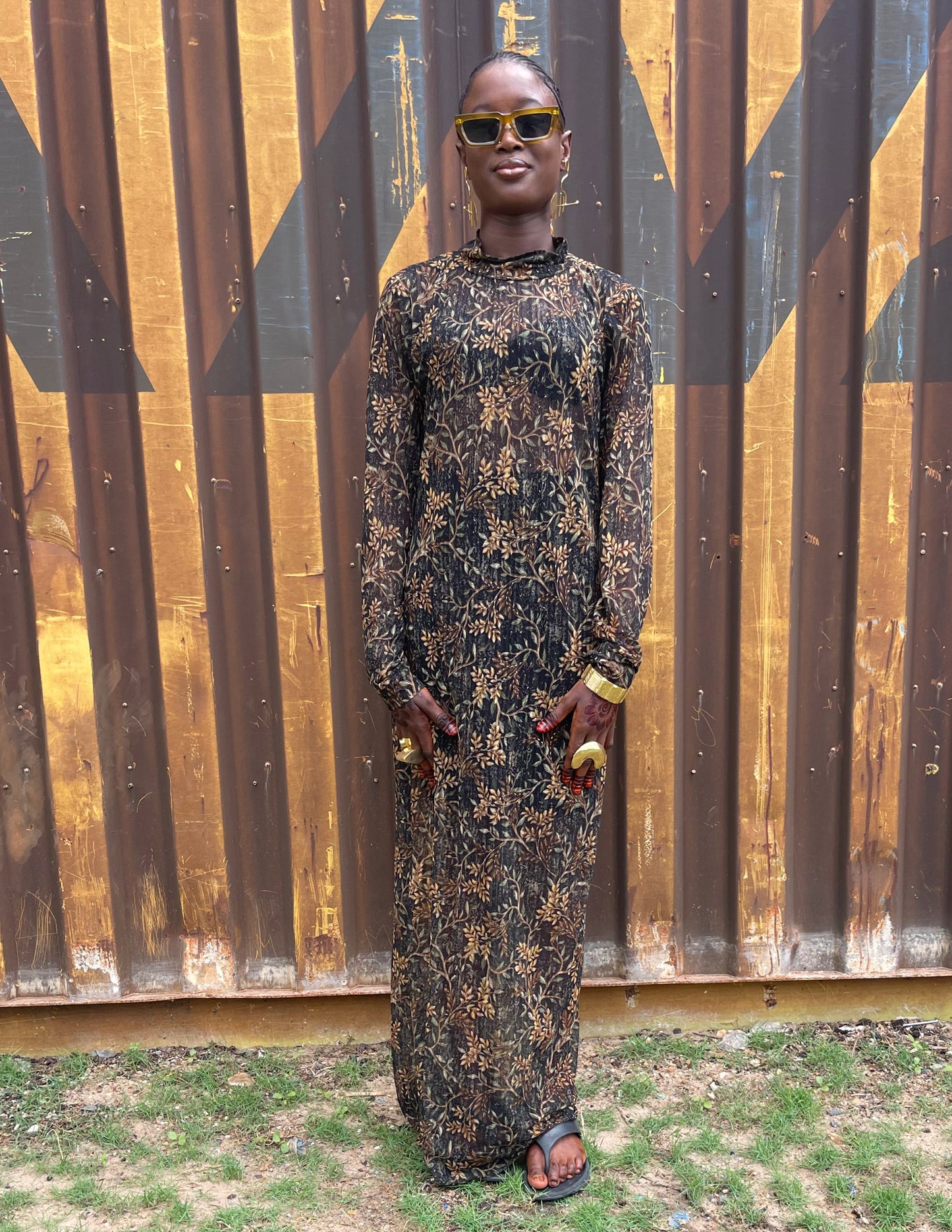 Constance Stretch Maxi Dress- Woodsy Motif