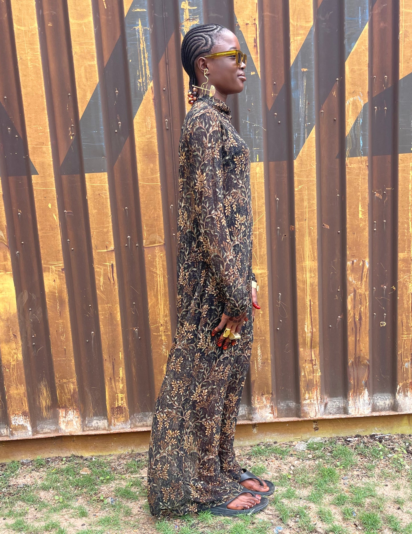 Constance Stretch Maxi Dress- Woodsy Motif