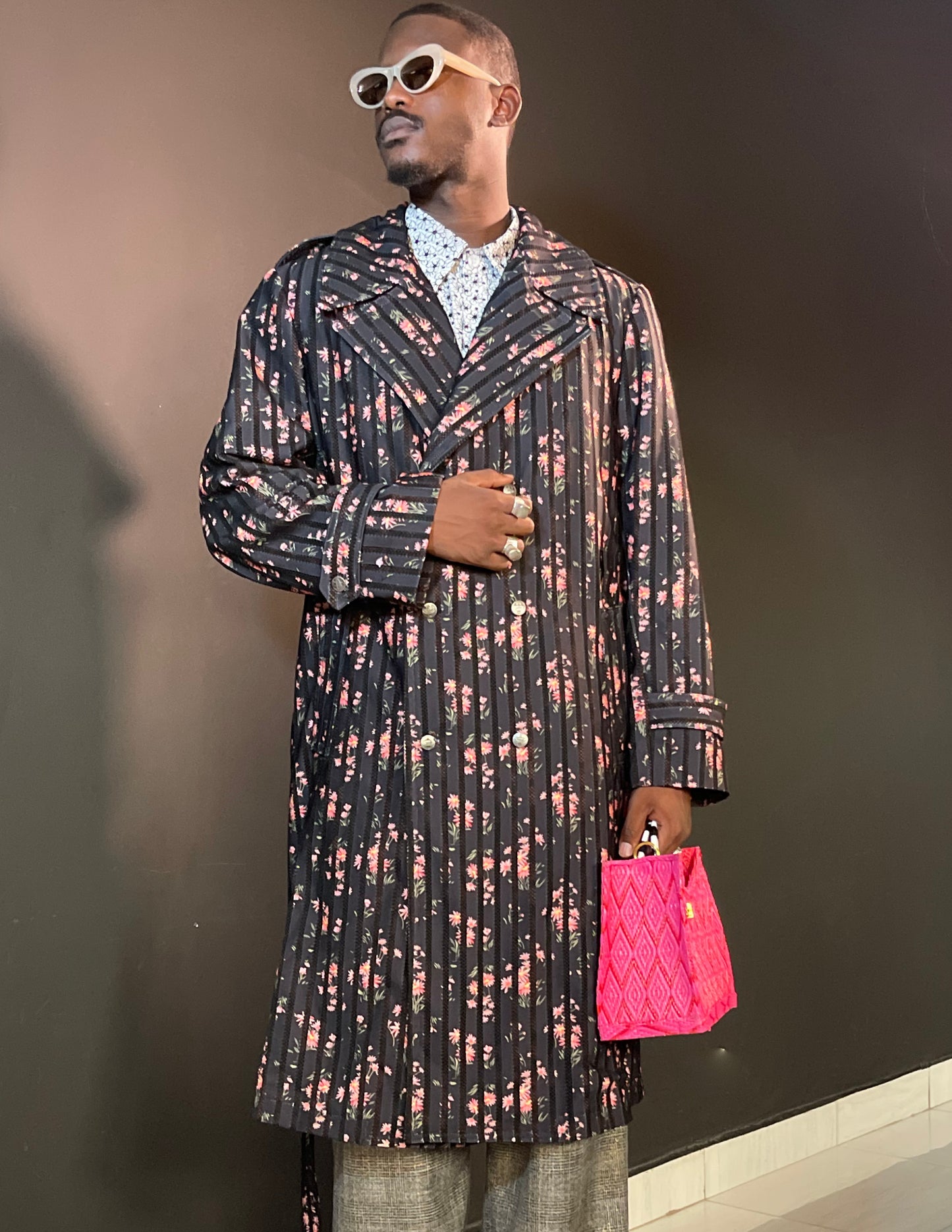 Floral Fog 3/4 Trench Coat