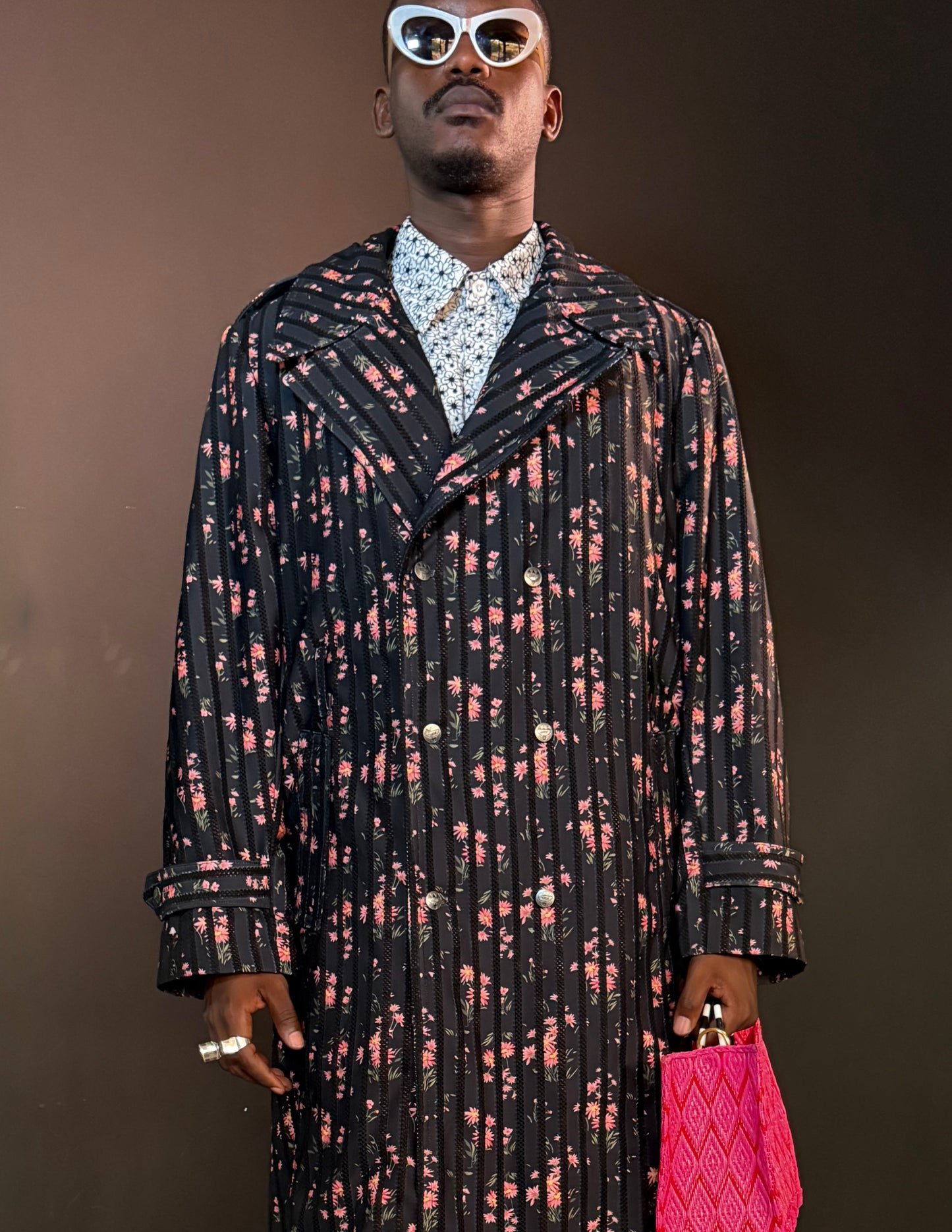 Floral Fog 3/4 Trench Coat