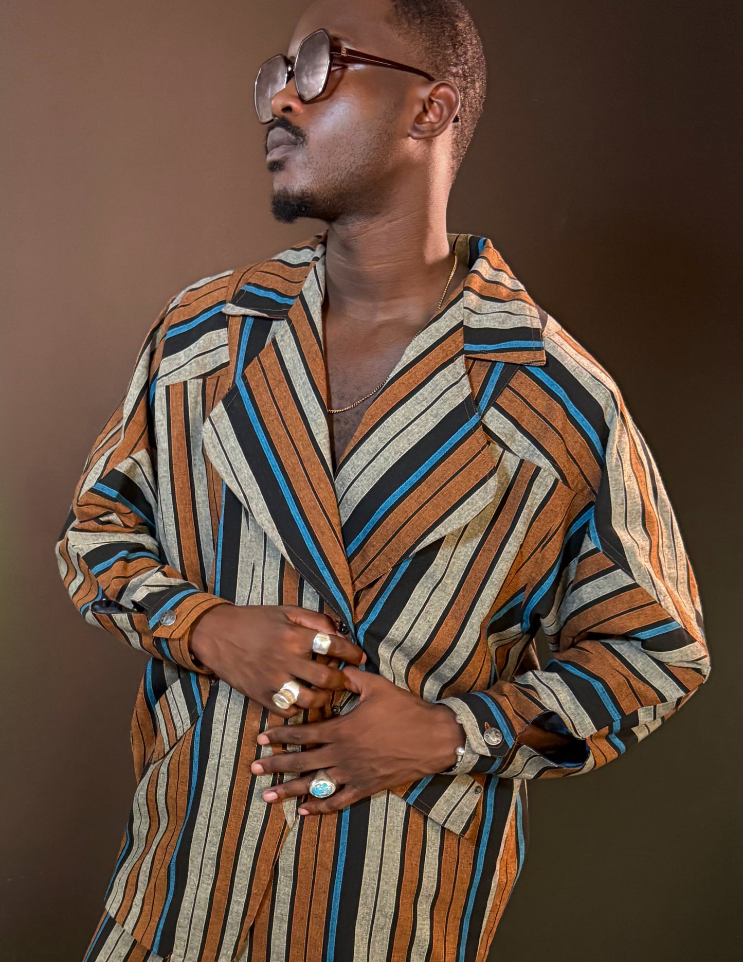 Zee Zee Striped Geo Cut Blazer