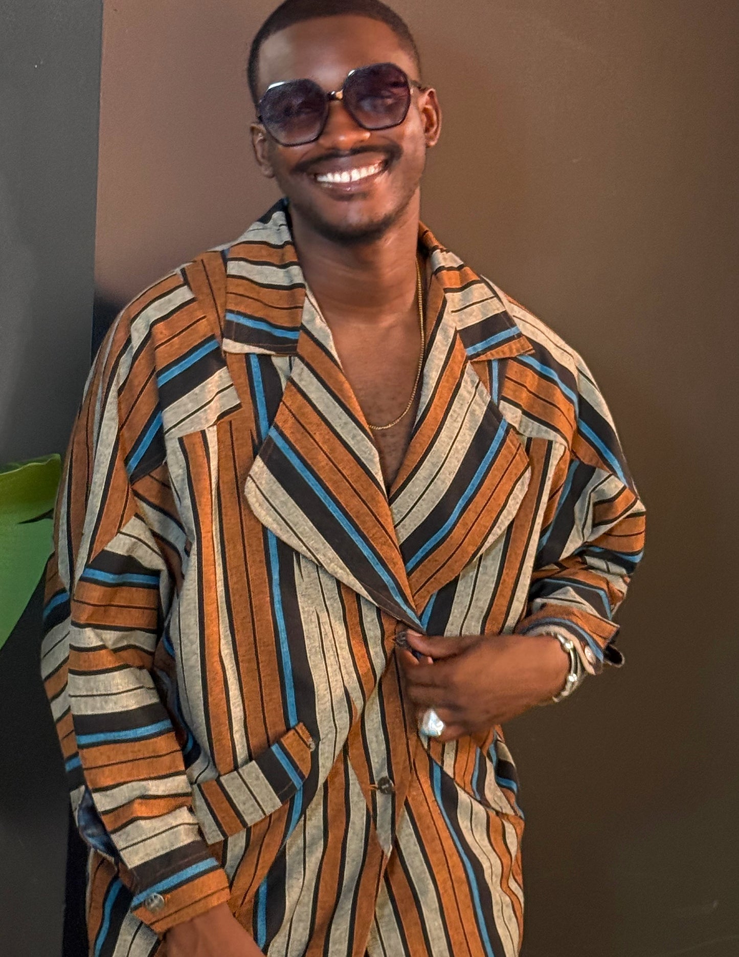 Zee Zee Striped Geo Cut Blazer