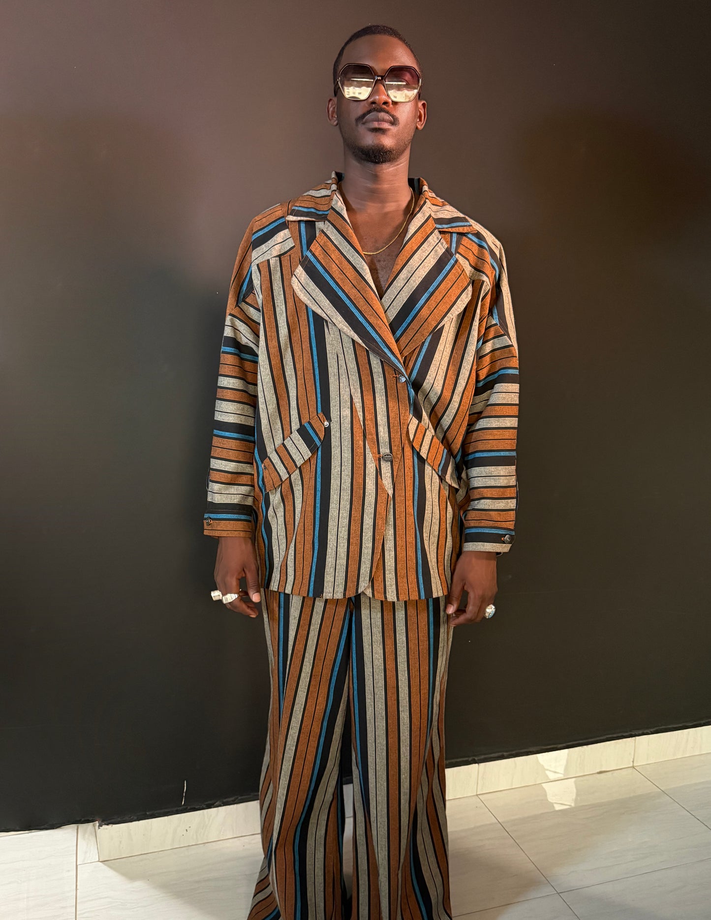 Zee Zee Striped Geo Cut Blazer