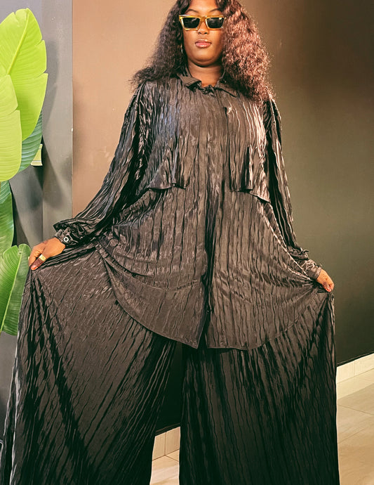 Bijoux Crinkle Satin Wide Leg Pants