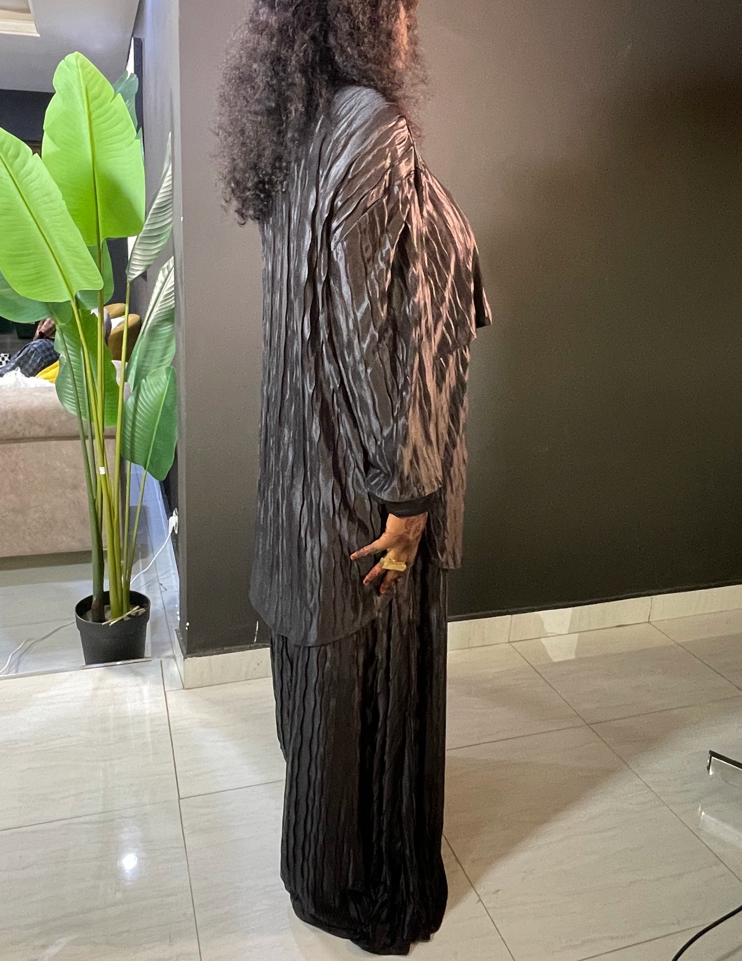 Bijoux Crinkle Satin Wide Leg Pants