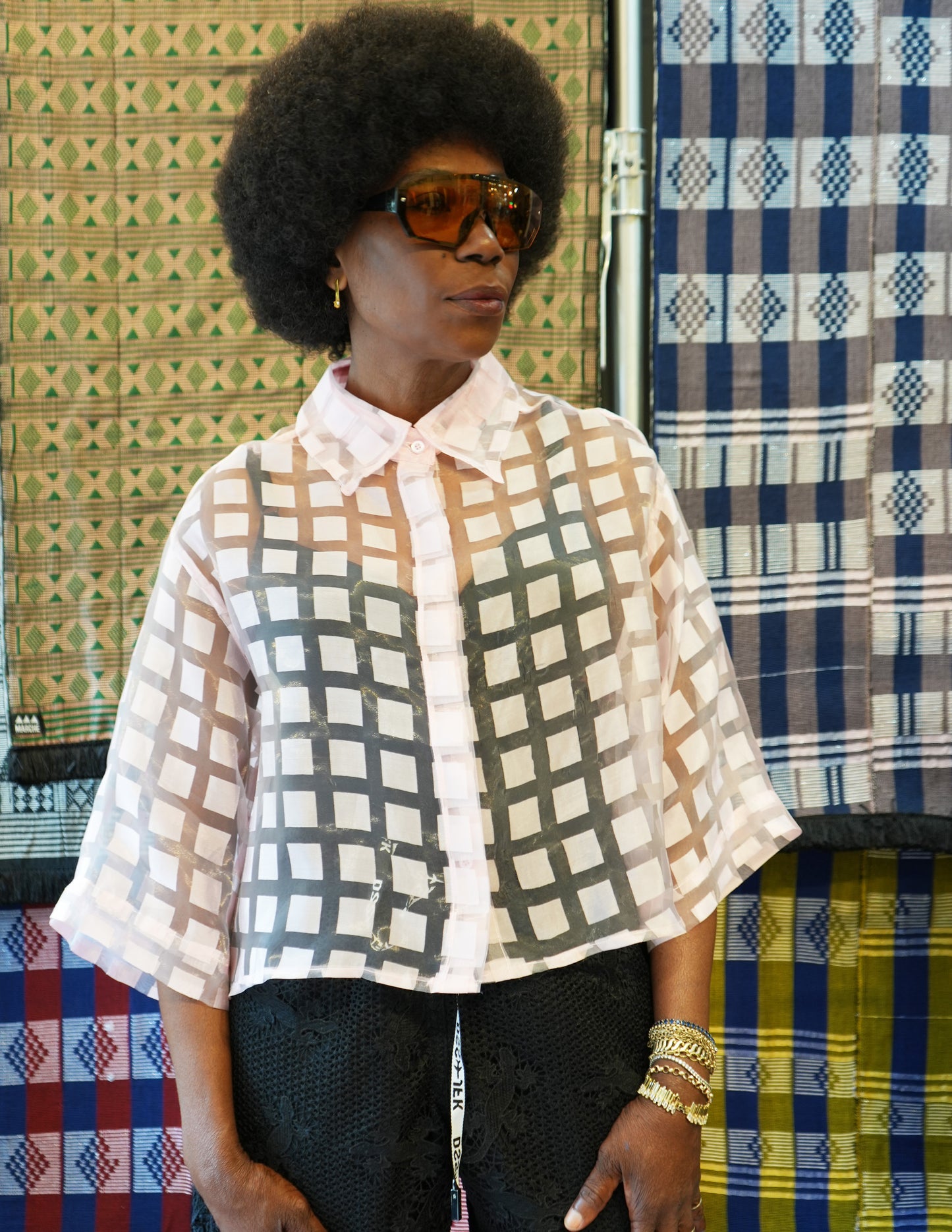 Aisha Carrée Sheer Hi-Low Shirt