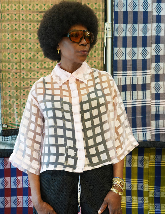 Aisha Carrée Sheer Hi-Low Shirt