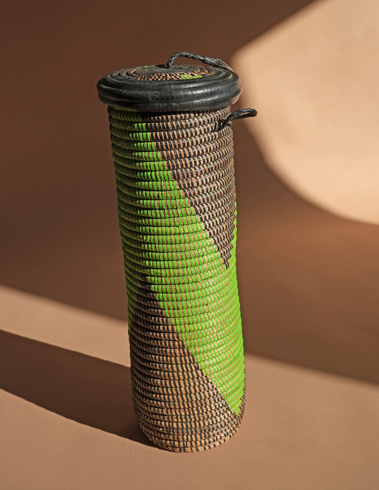 Green Thin Cylinder Basket w/ Lid