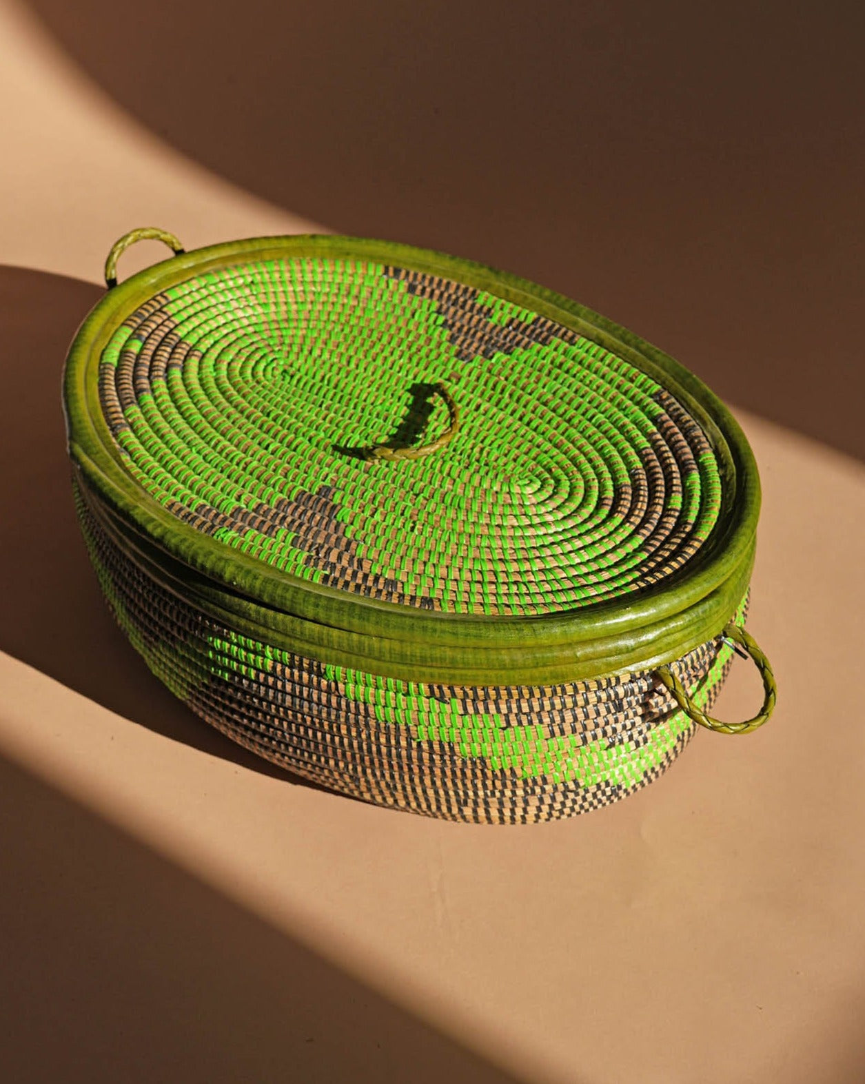 Jorge Woven and Leather Oval Basket