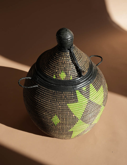 LaLa Woven +Leather Teardrop Basket