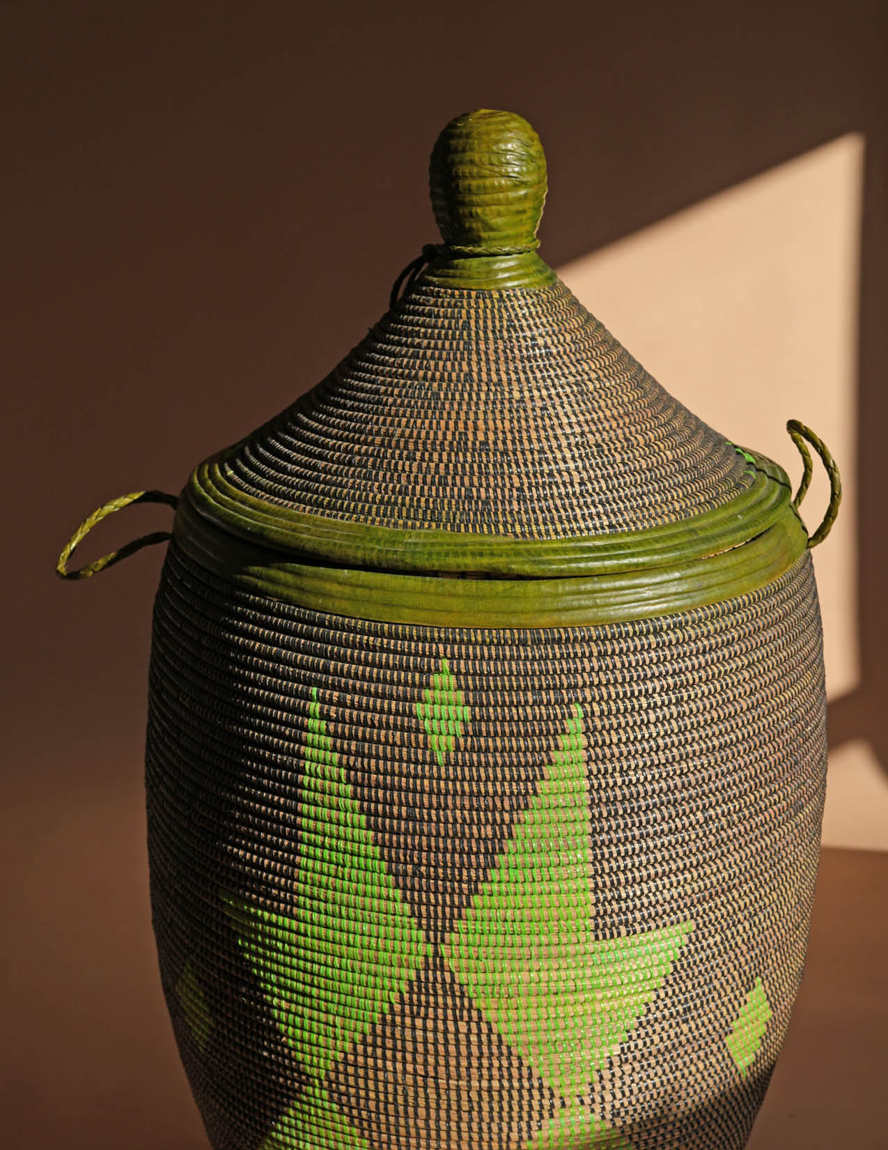 Nabu Woven +Leather Teardrop Basket