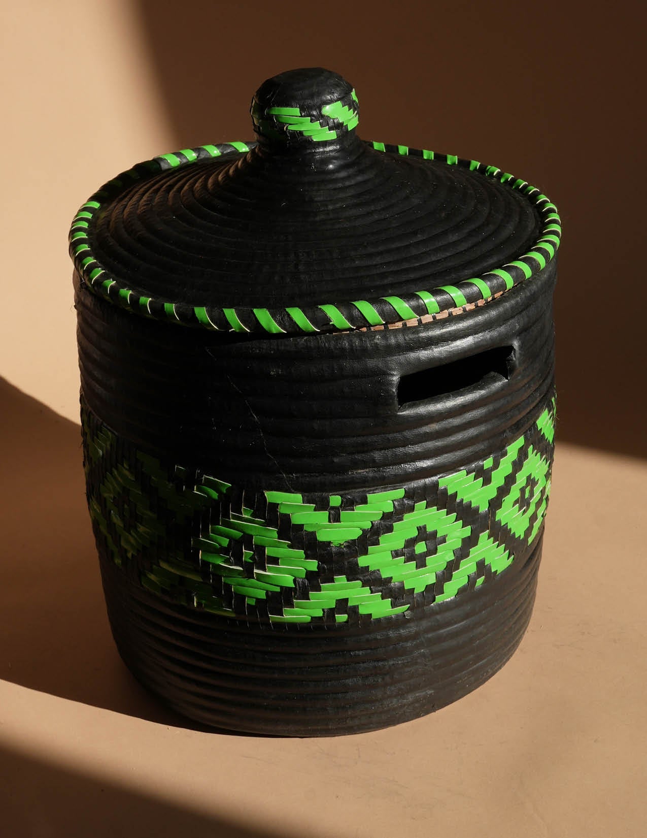 Assane Woven Leather  Basket