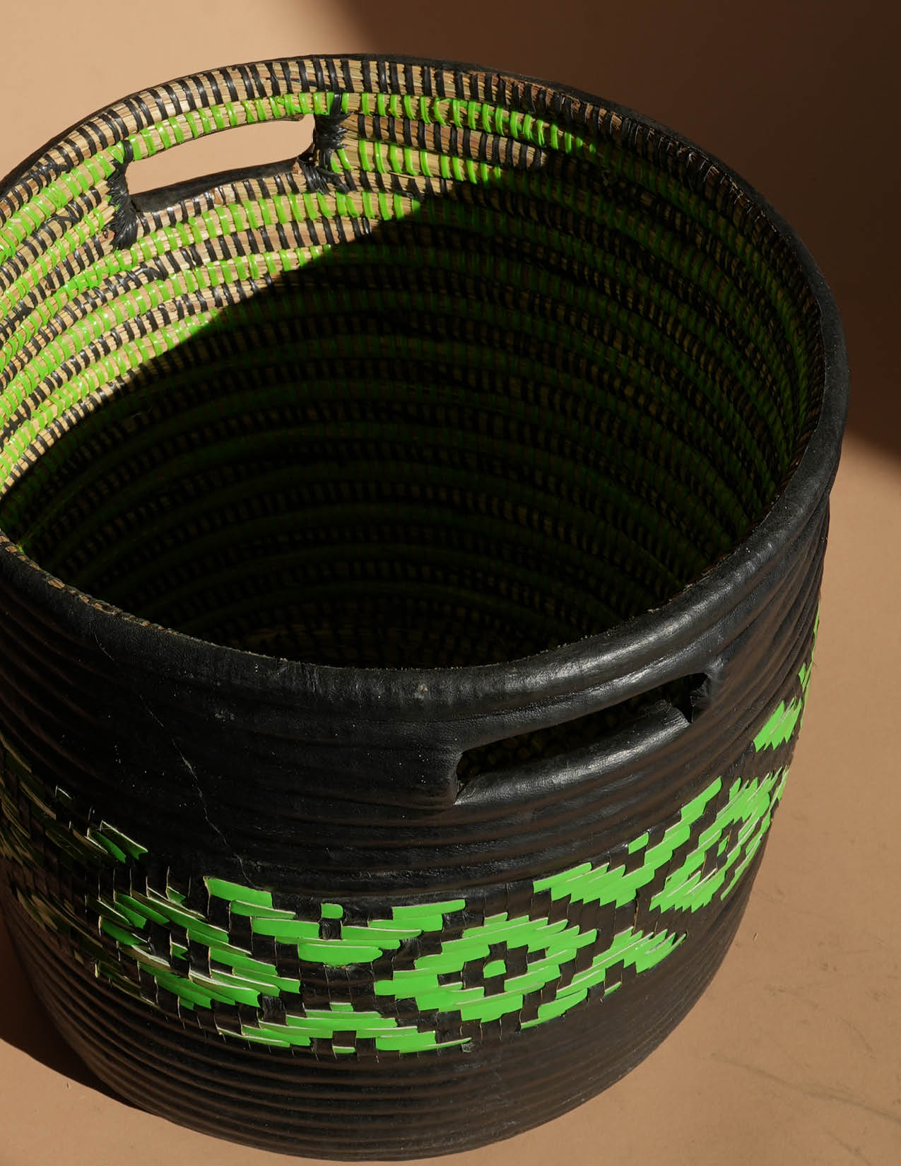 Assane Woven Leather  Basket