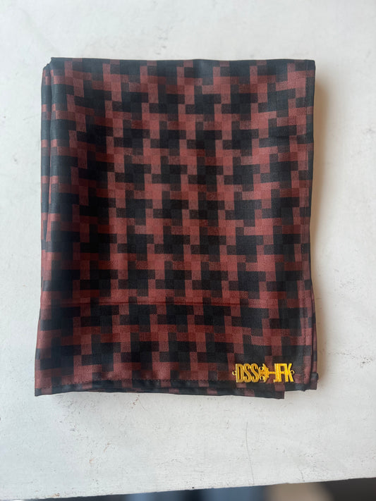 Carrè Houndstooth Fil-à-Fil Scarf  - Burgundy