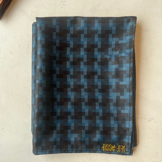 Carrè Houndstooth Fil-à-Fil Scarf  - Blue
