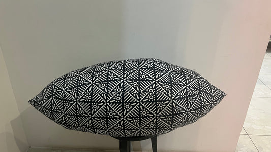 Blimp Shaped Patterned Pillow - Black + White