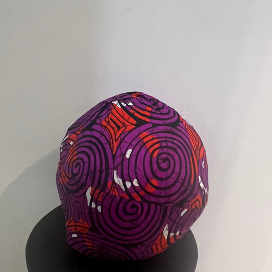 Small Round Patterned Pillow - Purple/Red