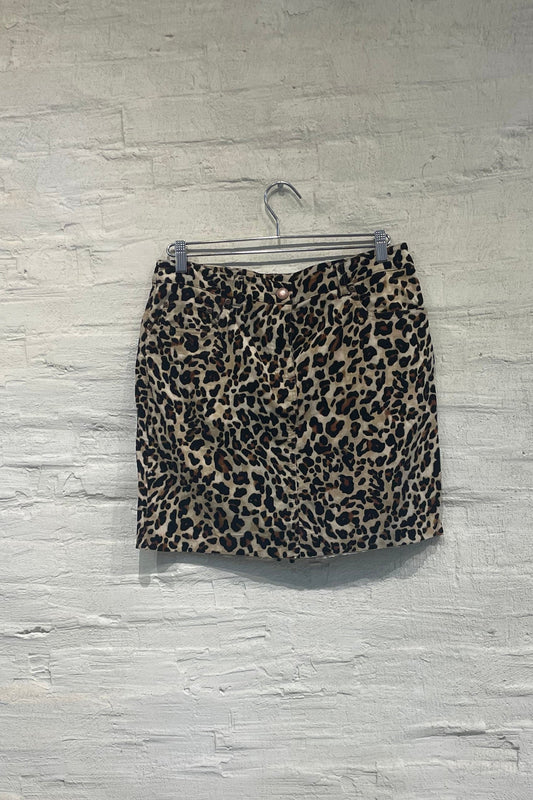Leopard Print Corduroy Skirt - Vintage/ Used