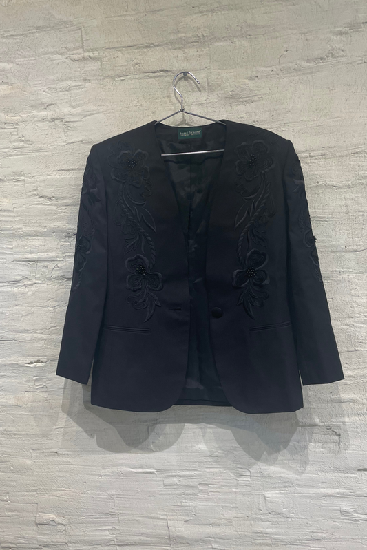 Black Embroidered Blazer - Vintage / Used
