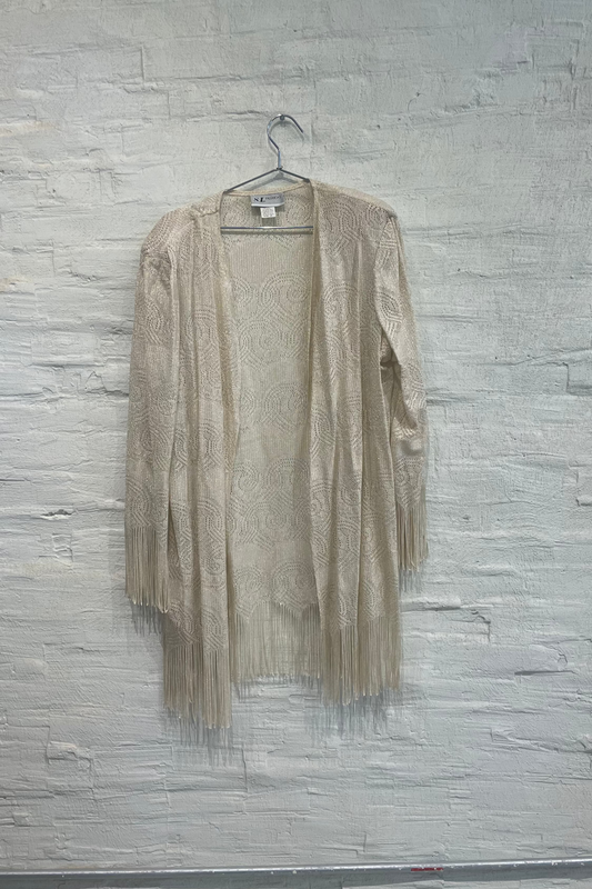 Cream Cardigan with Fringe - Vintage/ Used