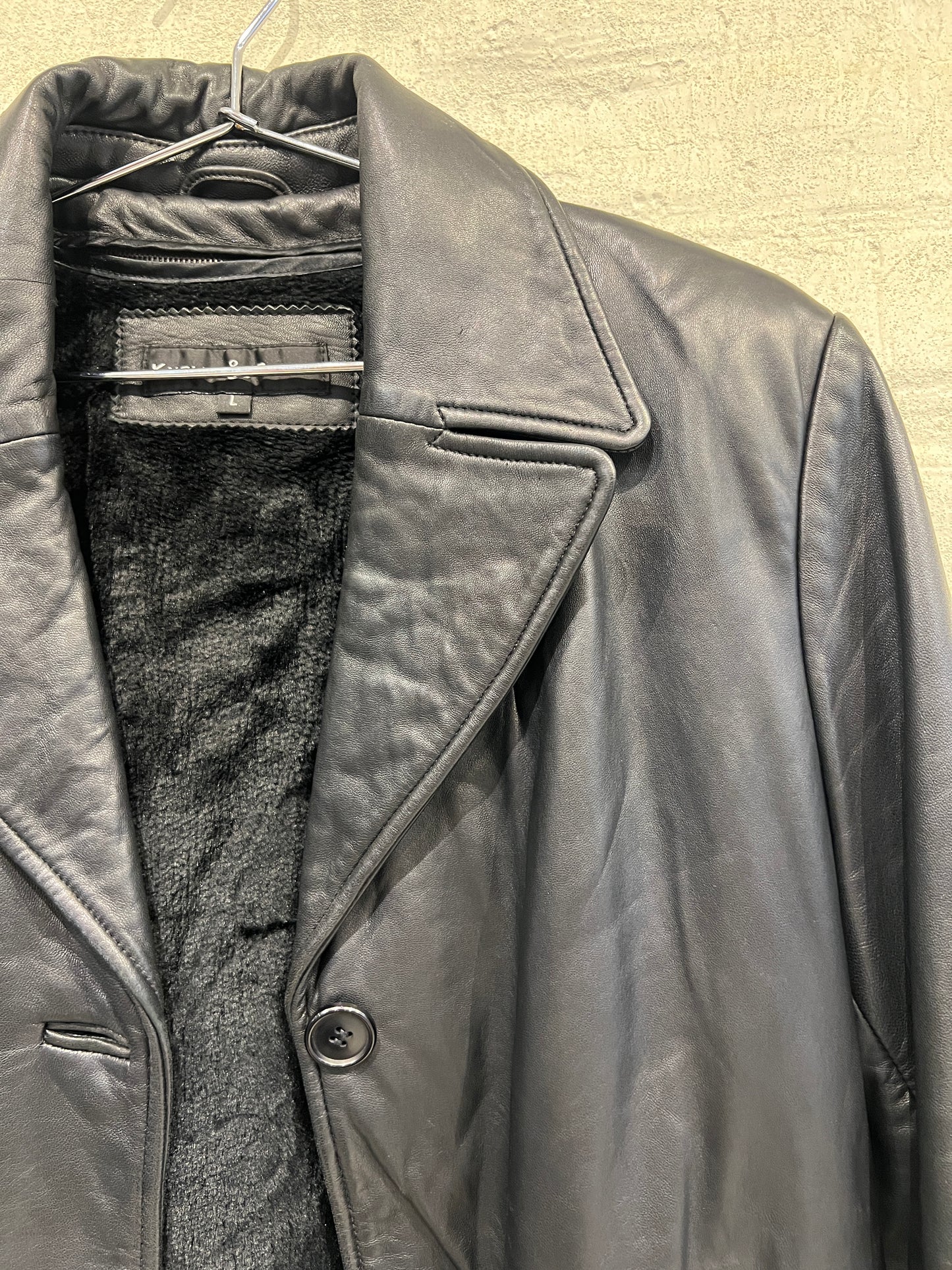 Black Leather Trench Coat - Vintage/ Used