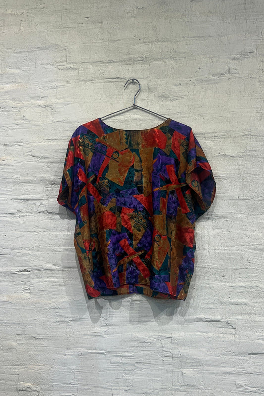 Colorful Short Sleeve Top- Vintage/Used