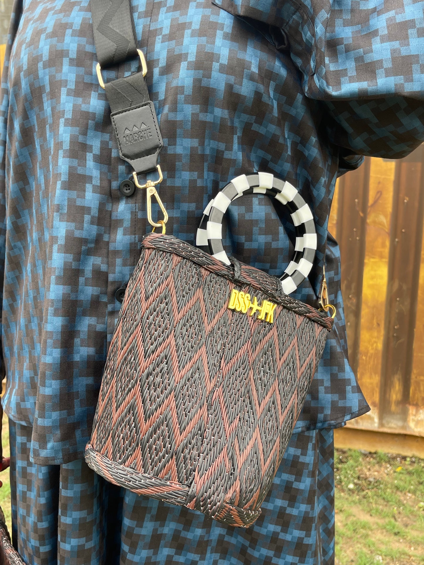 The Village Bucket Bag - Brown and Black