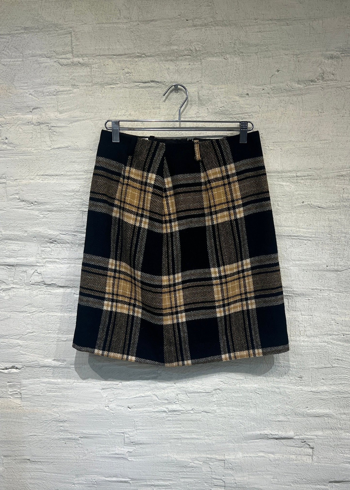 Beige Plaid Skirt - Vintage/ Used