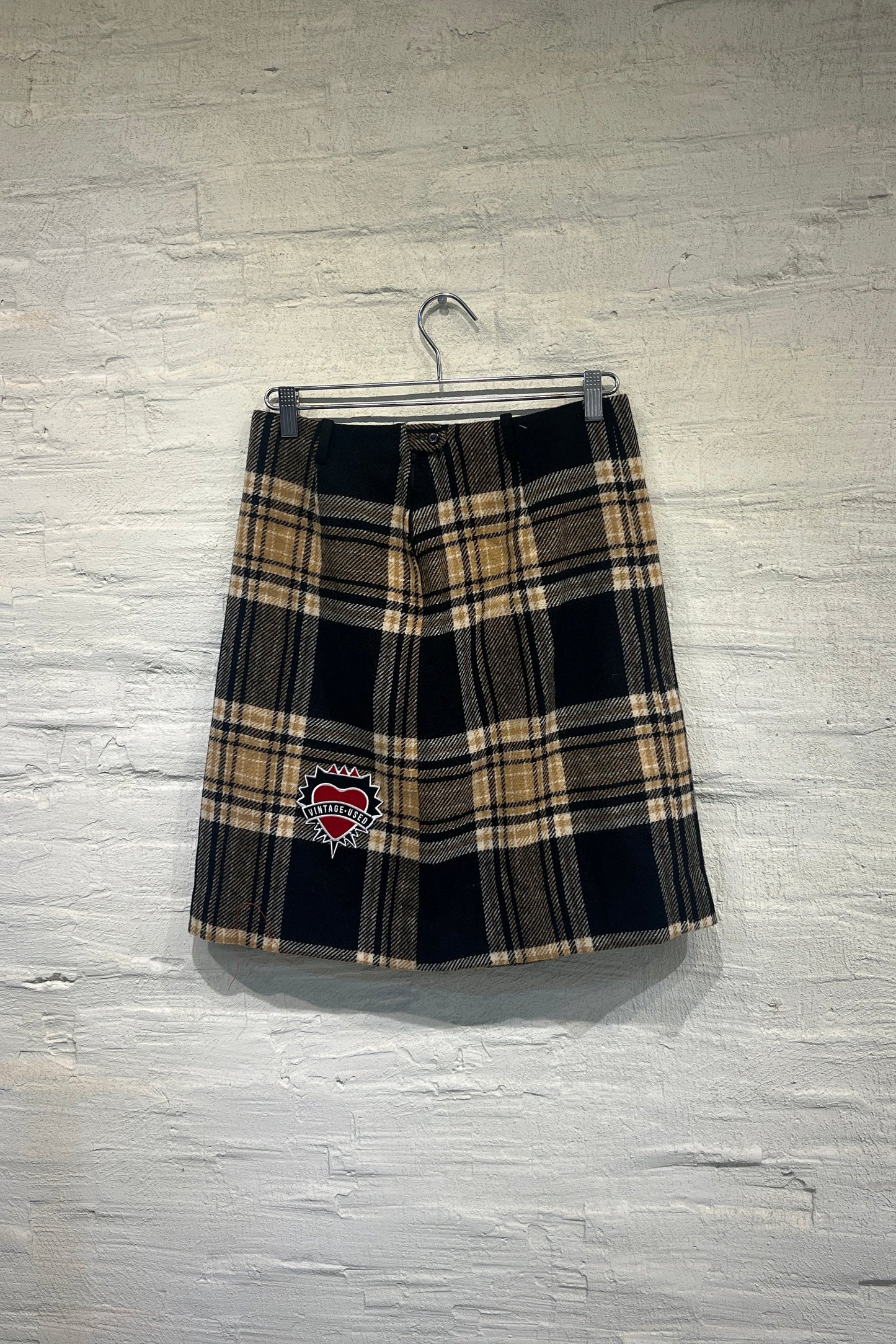 Beige Plaid Skirt - Vintage/ Used