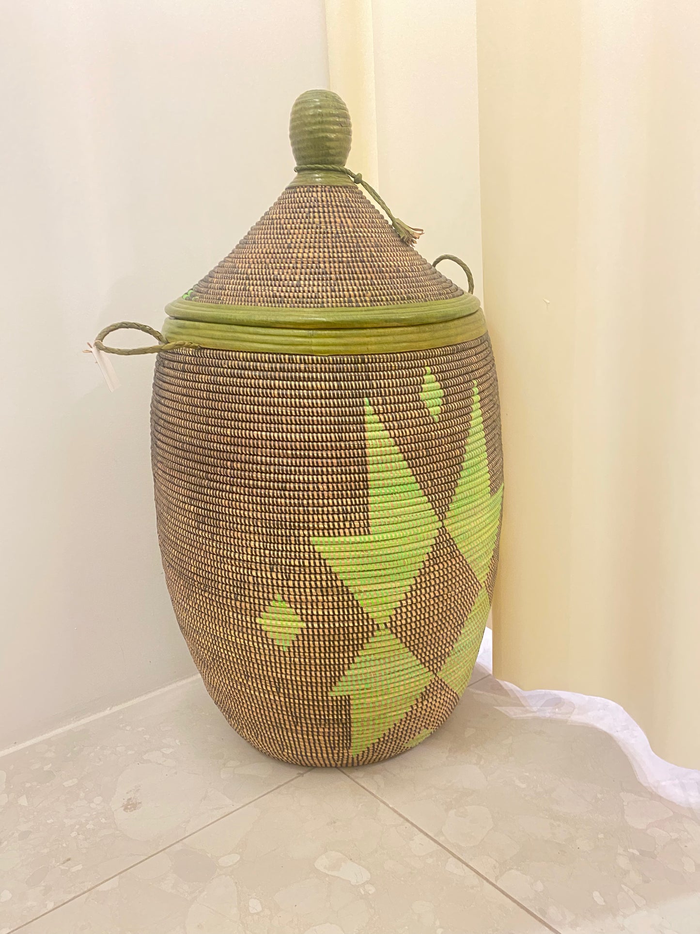 Nabu Woven +Leather Teardrop Basket