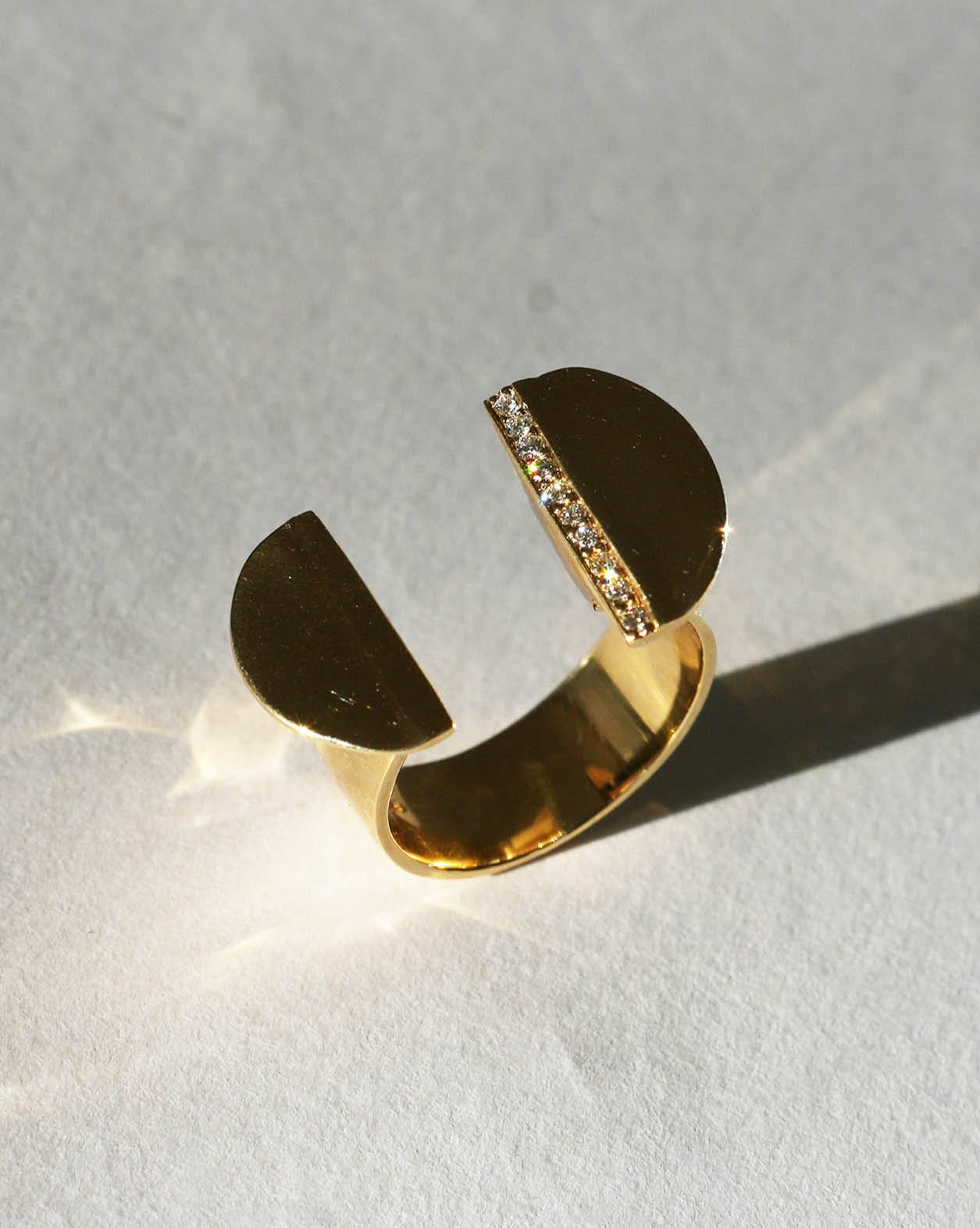 Diamond pavee 10k gold split top ring