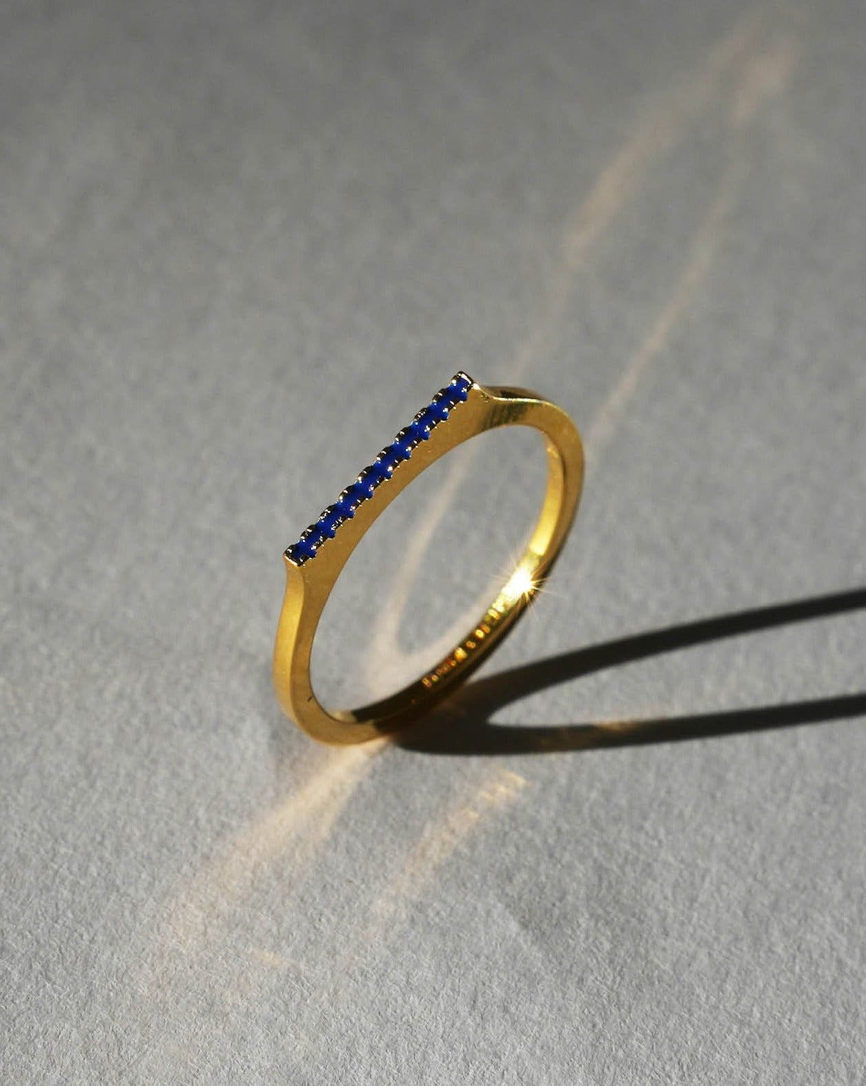 24K Gold Vermeil Mini Paveé Lapis Enamel Filled Ring Diasporan Voyage