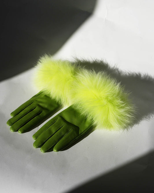 Fur-Trimmed Leather Gloves