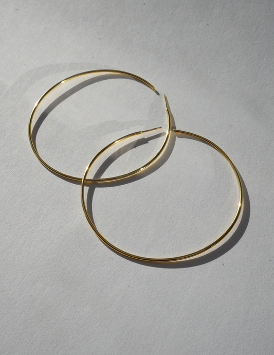 70mm 22k Gold Plated Hoops