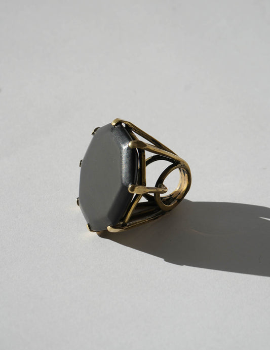 Khadija's Ebony Diamond-Cut Ring