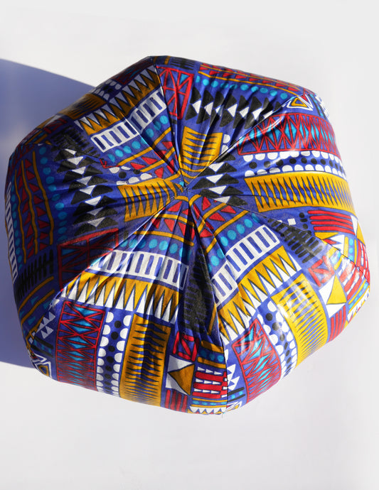 Large Round Patterned Pillow - Multicolored