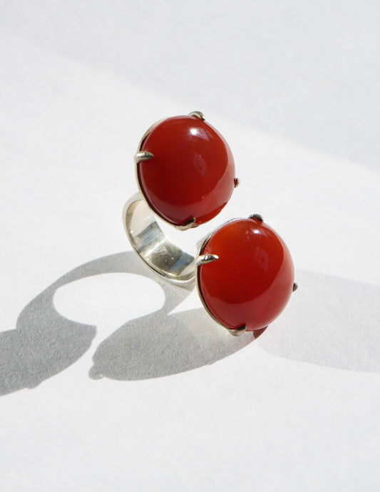 Carnelian SS Split Top Disc Ring- Chee Lee x MRD