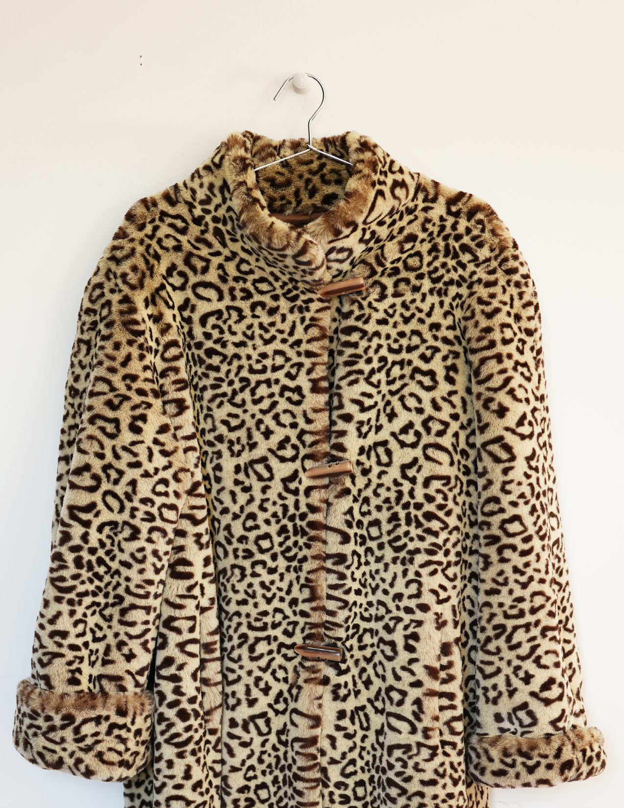 Vintage L Faux Leopard Fur Coat