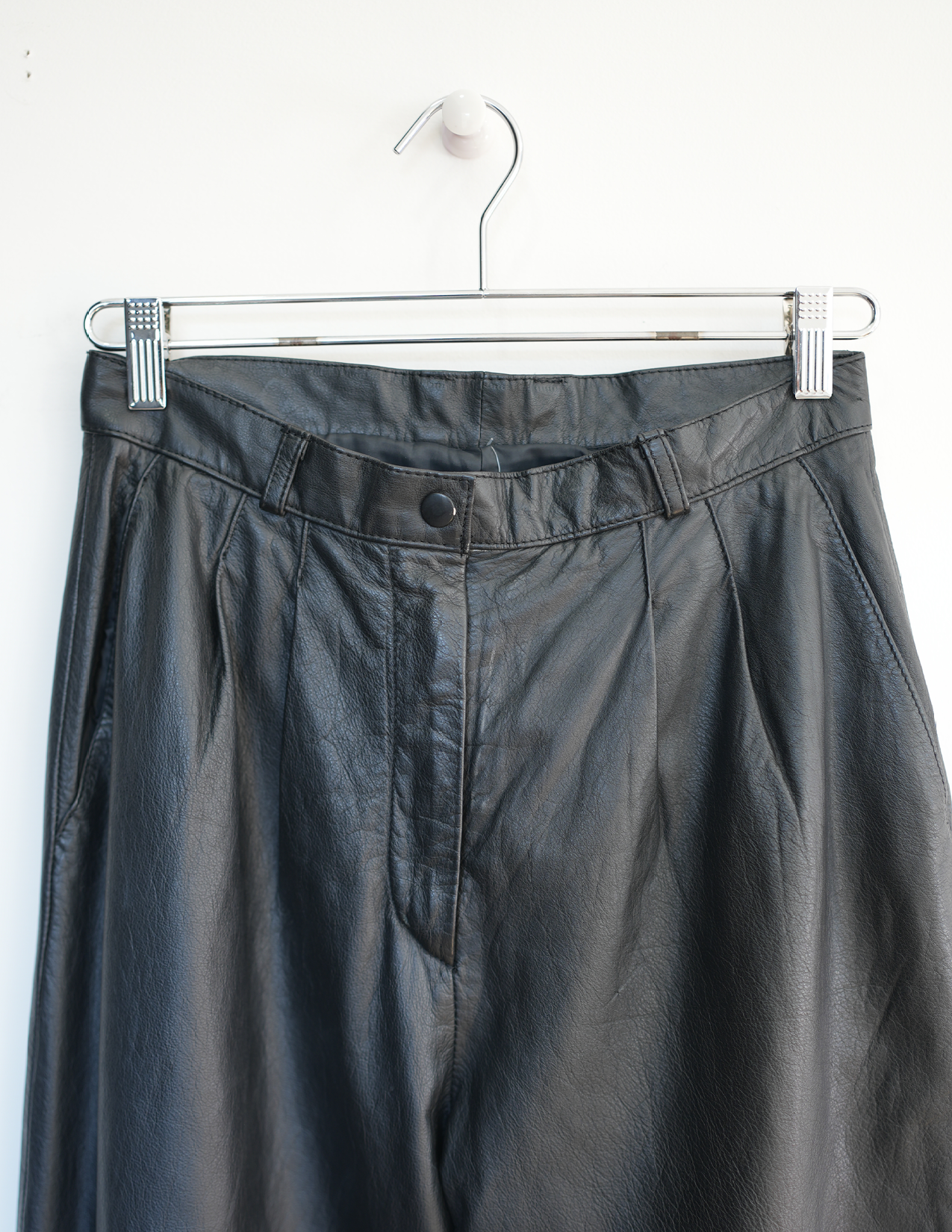 Vintage S Black Leather Trousers