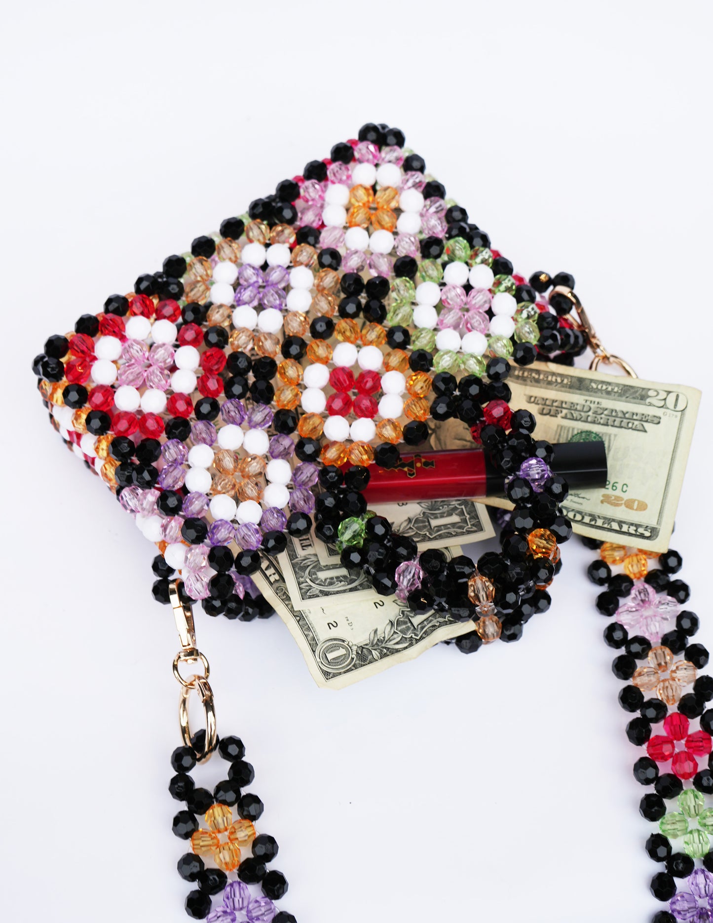 Patchwork Fully Beaded Mini Bag