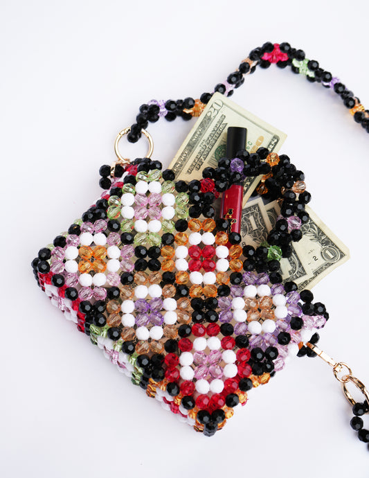 Patchwork Fully Beaded Mini Bag