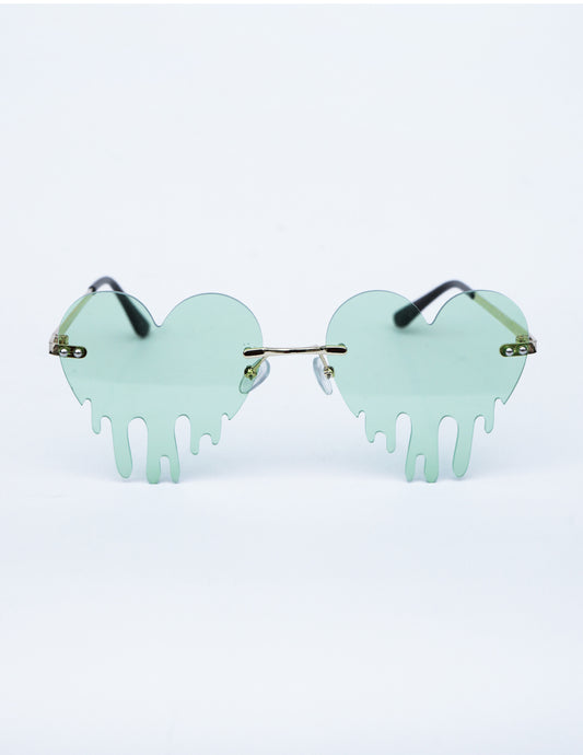Green Drip Heart Sunglasses