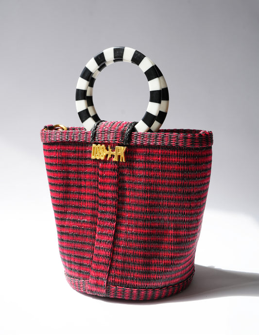 The Village Bucket Bag - Red and Black