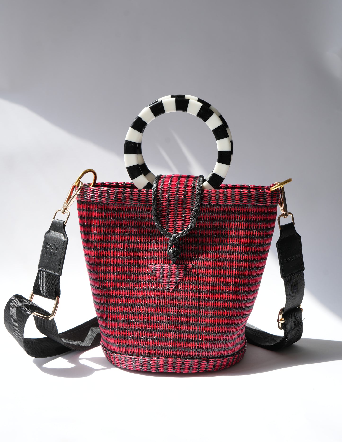 The Village Bucket Bag - Red and Black