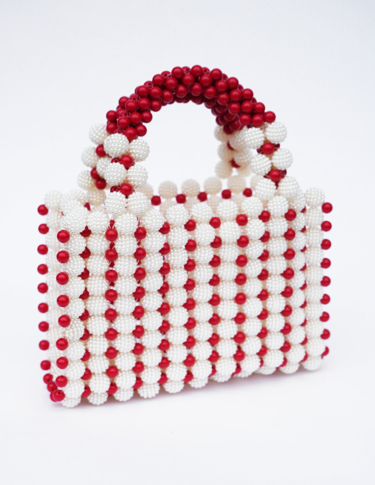 Beaded Red and Cream Bag