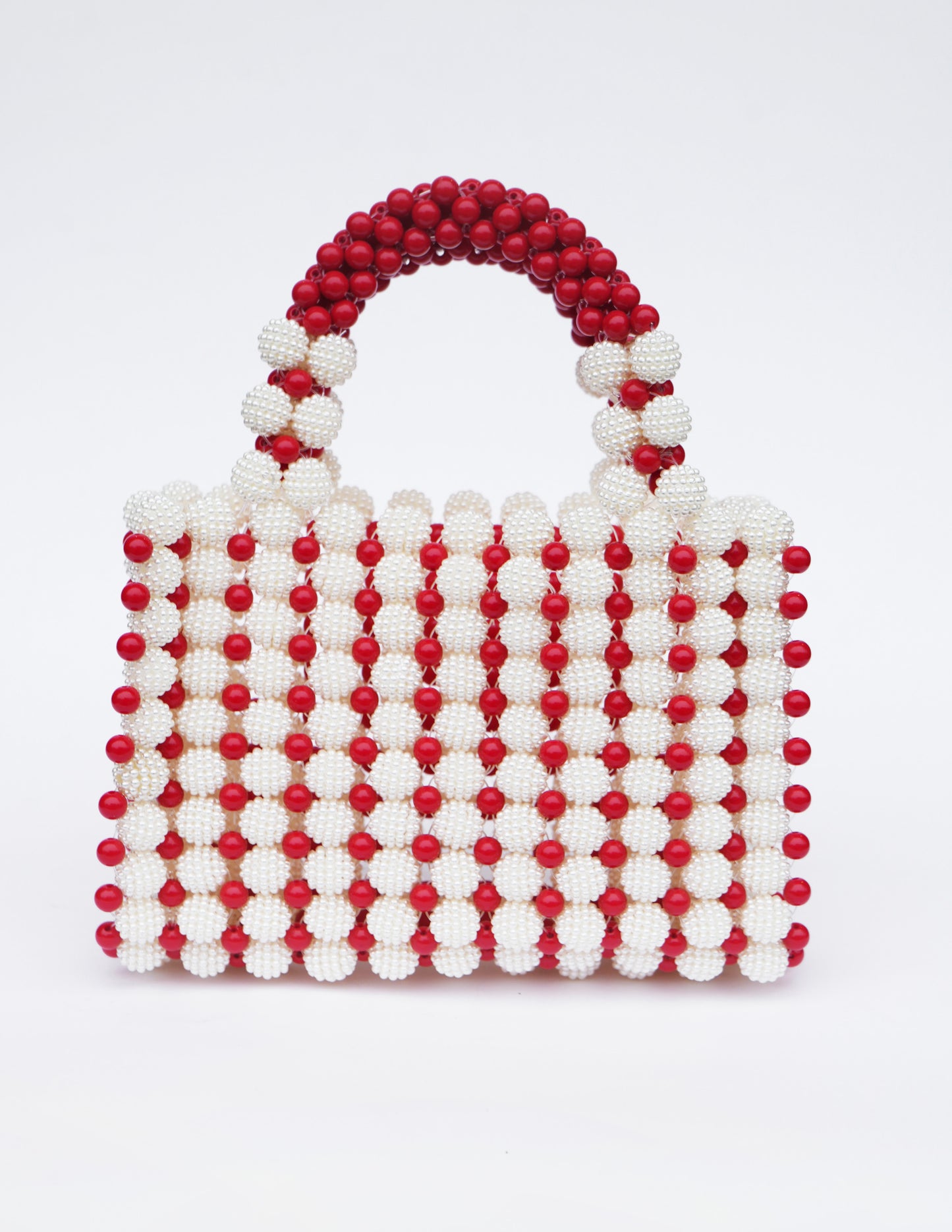 Beaded Red and Cream Bag